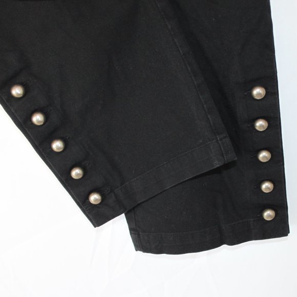 INC INTERNATIONAL CONCEPTS BLACK HIGH ANKLE PANTS SZ 12 FLAT FRONT BUTTONS COTTO - Picture 6 of 15